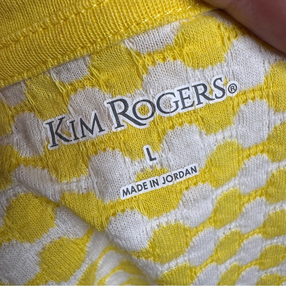 Kim Rogers Yellow & White Geometric Print Top – Size Large - Picture 8 of 9